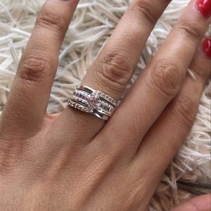 .925 sterling silver 3 pieces ring engagement